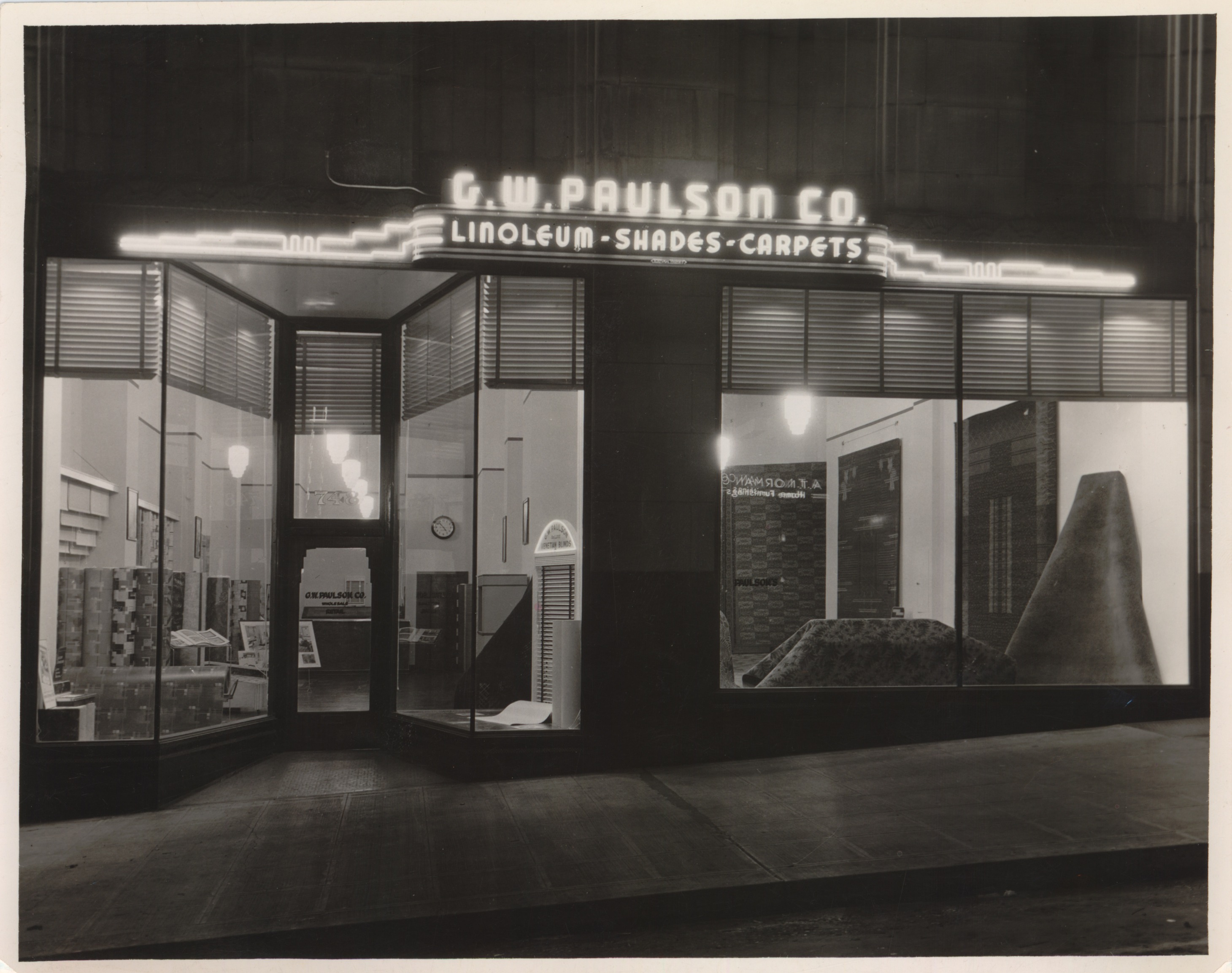Rader Shade and early G.W. Paulson neon showroom